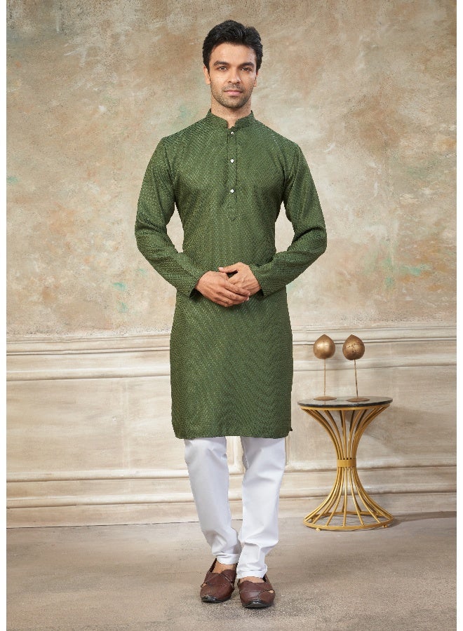 OUTLUK Green Cotton Kurta Pajama for Men - Image 1